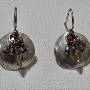Silpada Silver Disk earrings with glass beads W1997